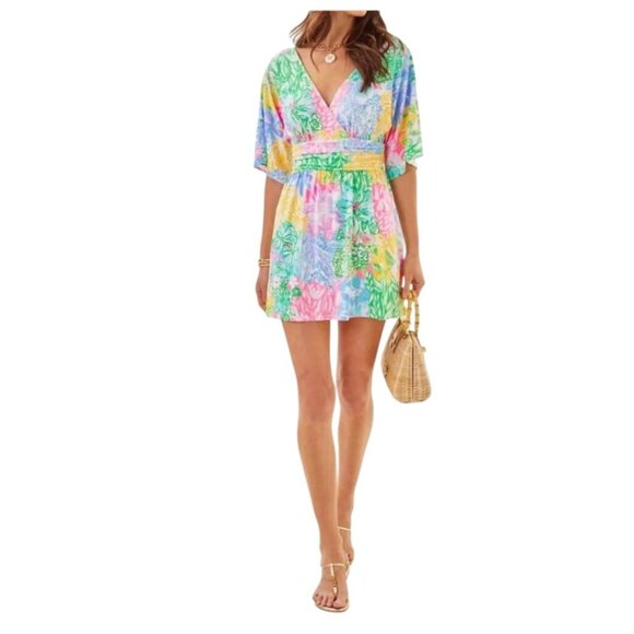 Lilly Pulitzer NWT Parigi Knit Green Yellow Pink Floral Romper Dress - Picture 3 of 9